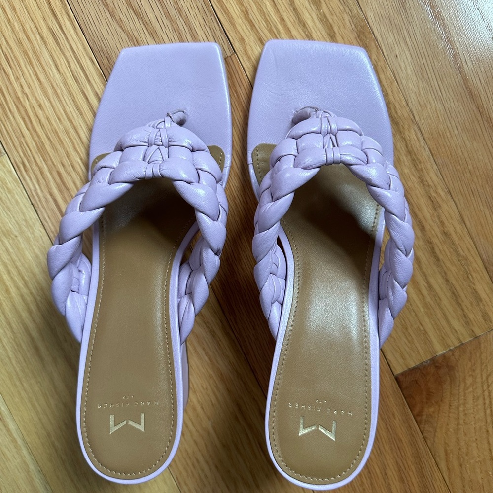 Marc Fisher LTD Lavender Braided Square Toe Block Heel Sandals – Size 9 ✨💜 - Picture 4 of 6